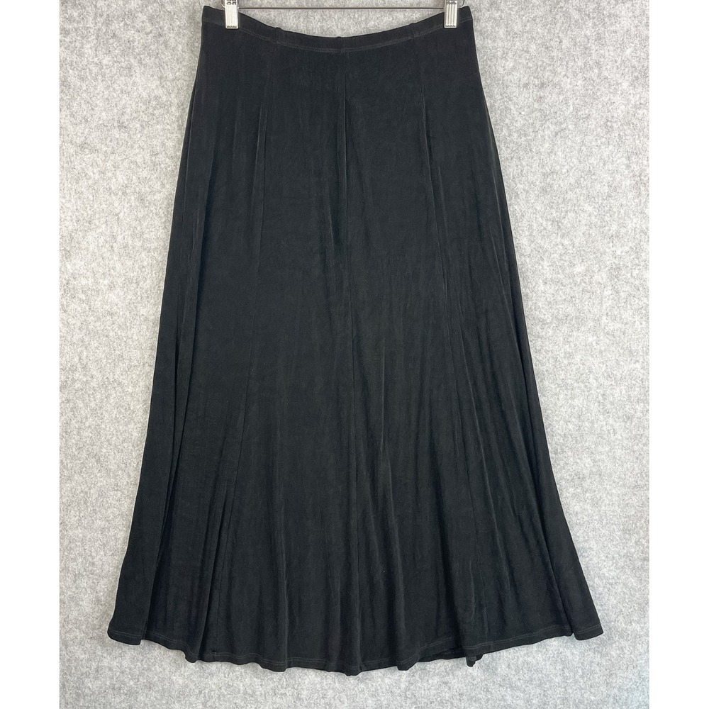 Citiknit Maxi Skirt Womens Large Black Stretch Slinky Pull On USA Witchy Goth